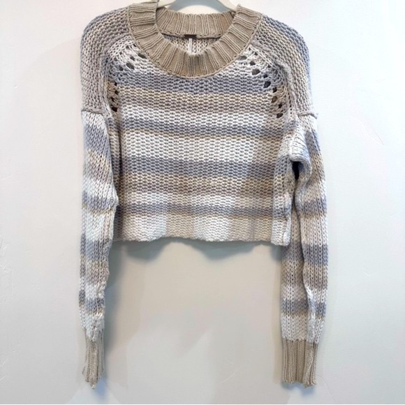 FREE PEOPLE Devon Sweater Gravity Combo Crew Neck S Knit Earthy Neutral - Picture 6 of 14